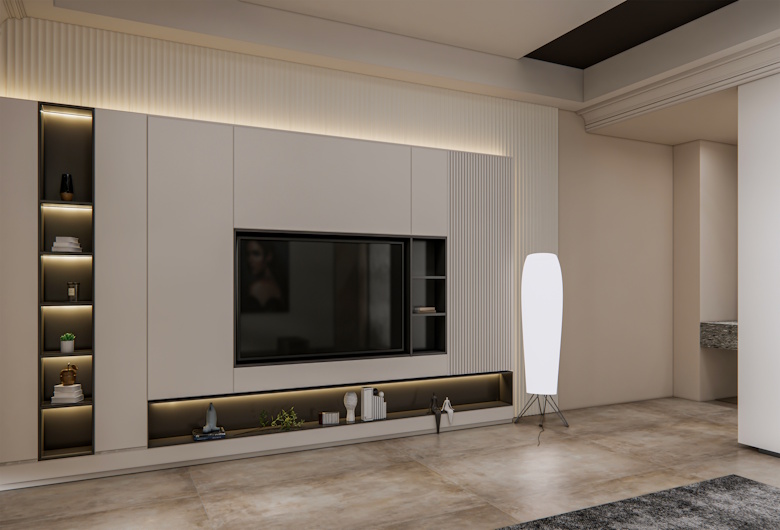 7 Ide Desain Backdrop TV Minimalis PVC yang Elegan