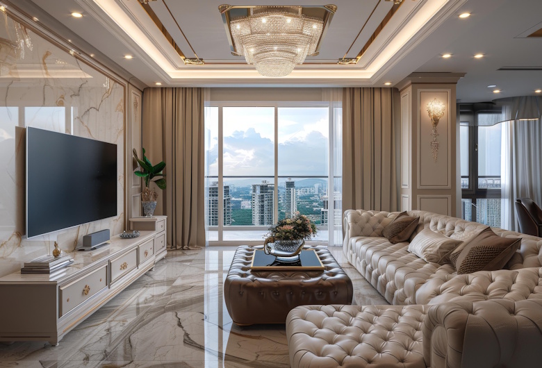 Interior Apartemen Mewah dengan Sentuhan Elegan dan Berkelas
